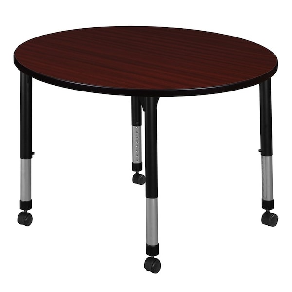 Regency Round Mobile Tables, 30 W, 30 L, 23-34 H, Wood, Metal, Mahogany TB30RNDMHAPCBK - main